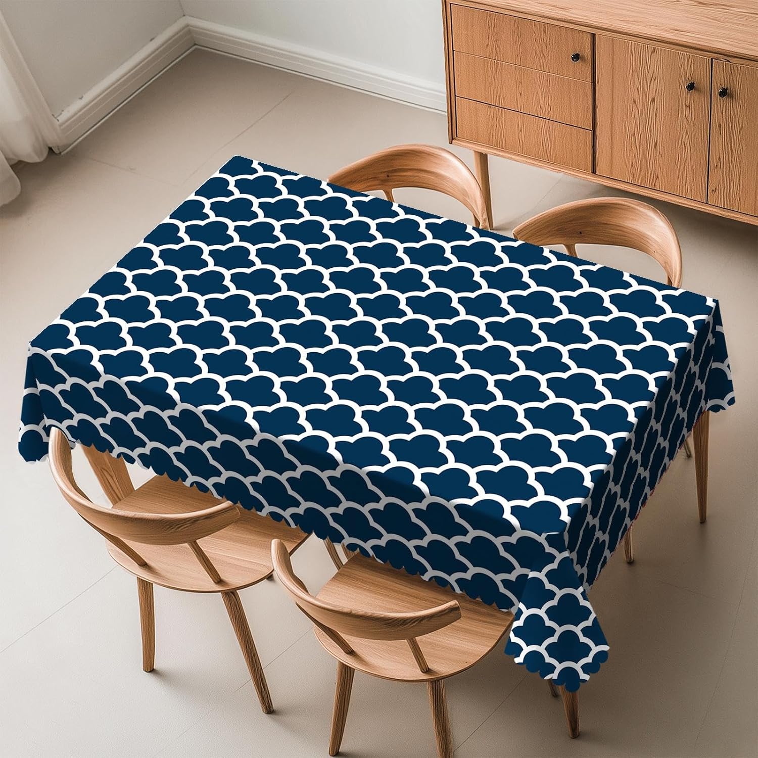 Century Textile & Sewing Supply Hours - Blue Tablecloth Navy Cloud Seamless Pattern