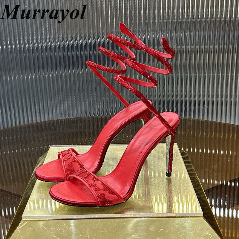 Elastic Waistband Roll - Sandals Thin High Heels Women Bling