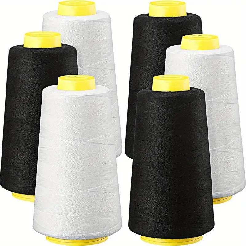 3 Black + 3 White Overlock Thr - Serger Thread Cone review and price