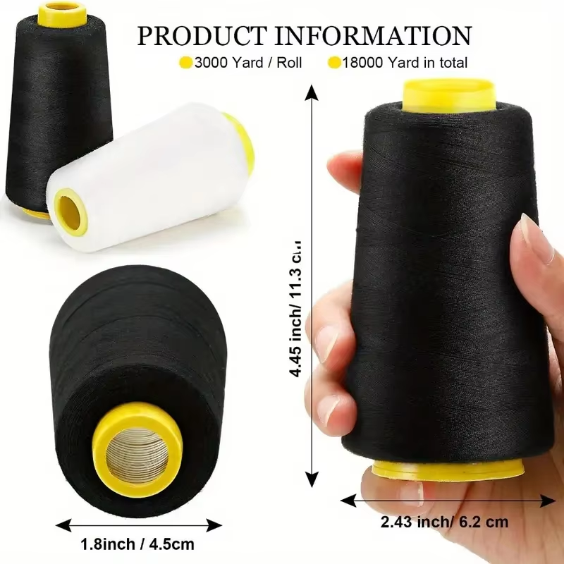3 Black 3 White Overlock Threa - Serger Thread Cone review and price