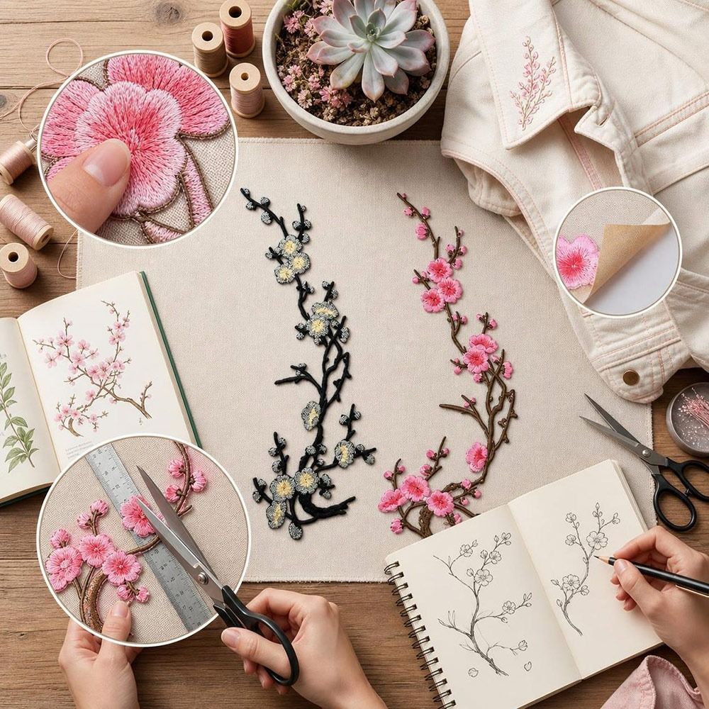 DIY Cherry Blossom Iron On Pat - Textile For Sewing review and price