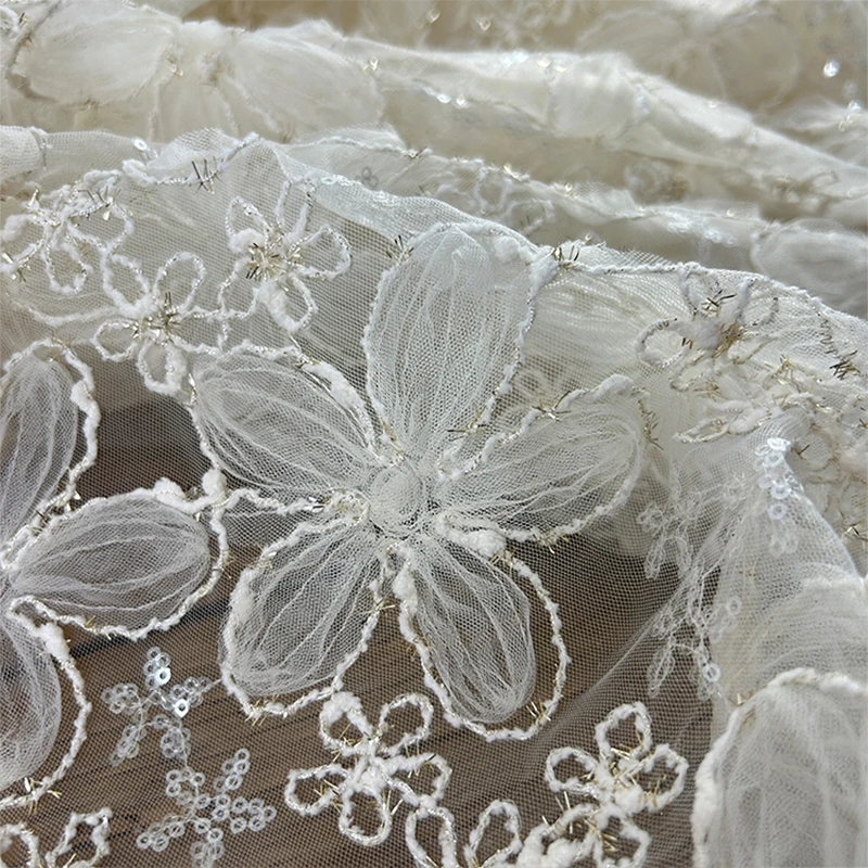 3D Embroidered Sequin Mesh Fab - Textile Sewing Techniques review and price
