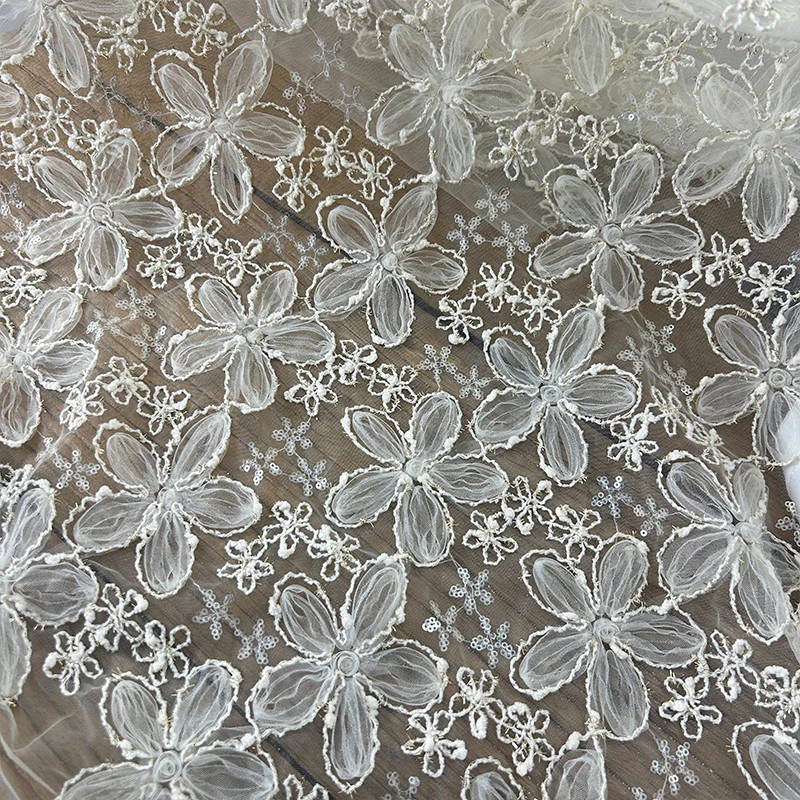 3D Embroidered Sequin Mesh Fab - Textile Sewing Techniques review and price