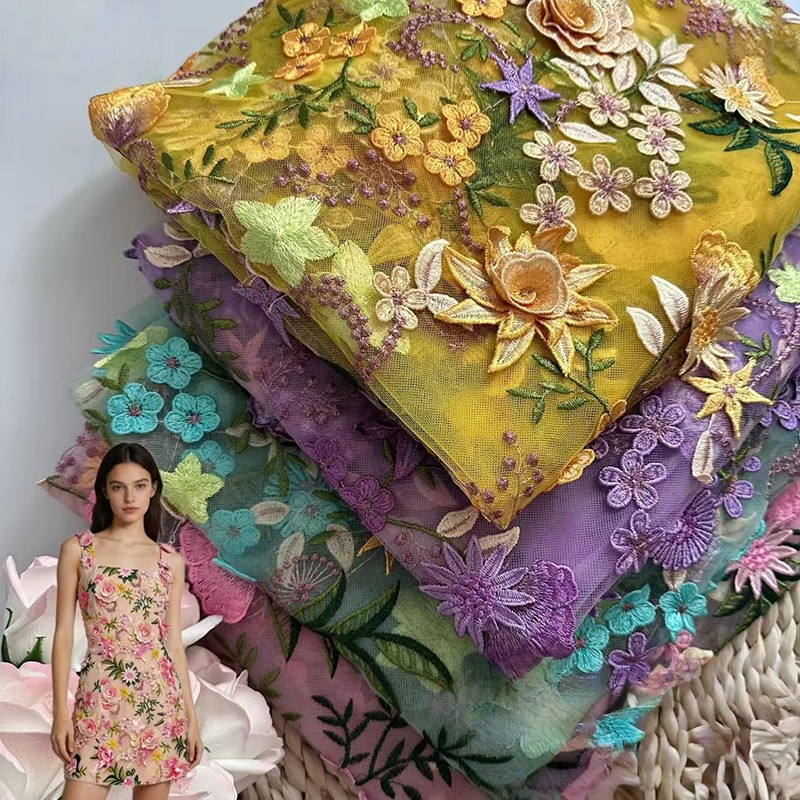 90x130cm 3D Floral Embroidered - Textile For Sewing review and price