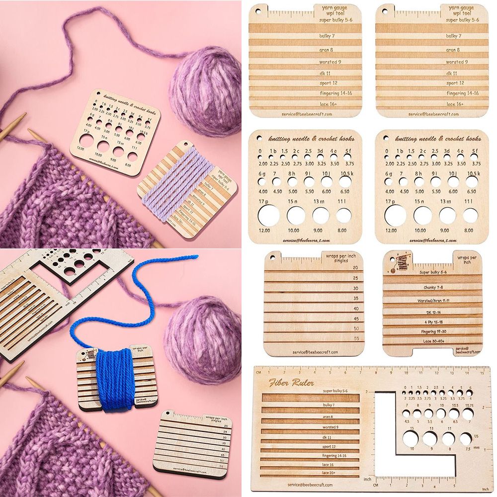 3/4pcs Wood Knitting Needle Ga - Sewing Gauge Ruler review and price