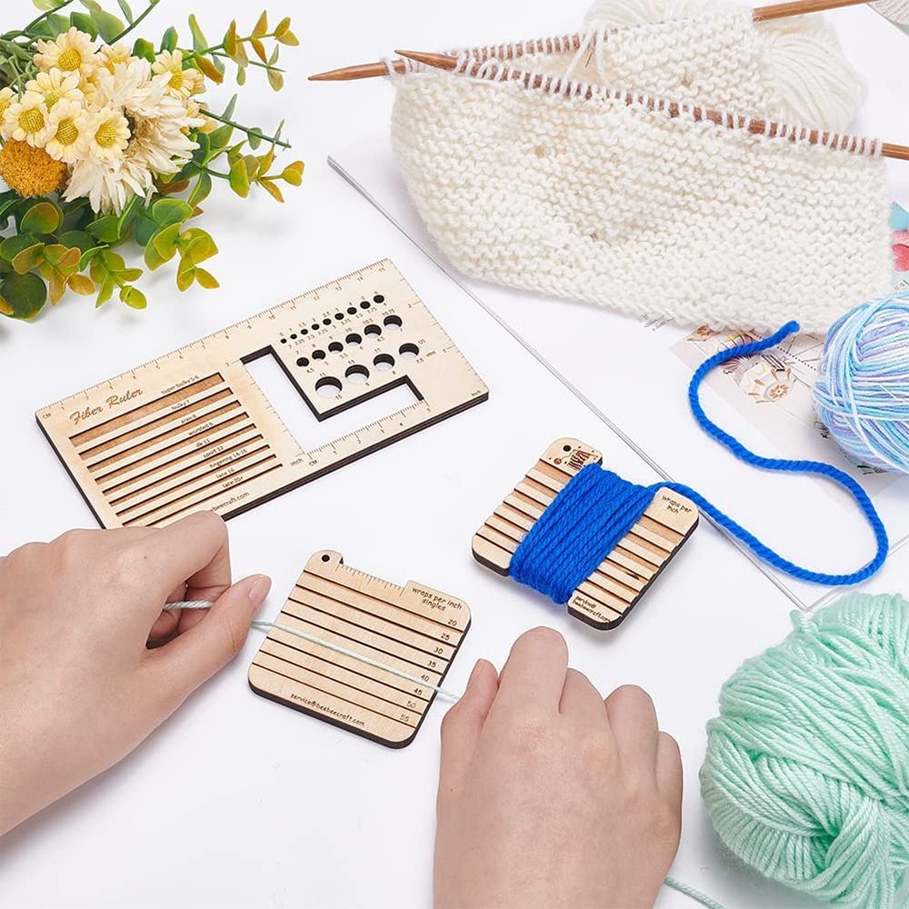 3/4pcs Wood Knitting Needle Ga - Sewing Gauge Ruler review and price