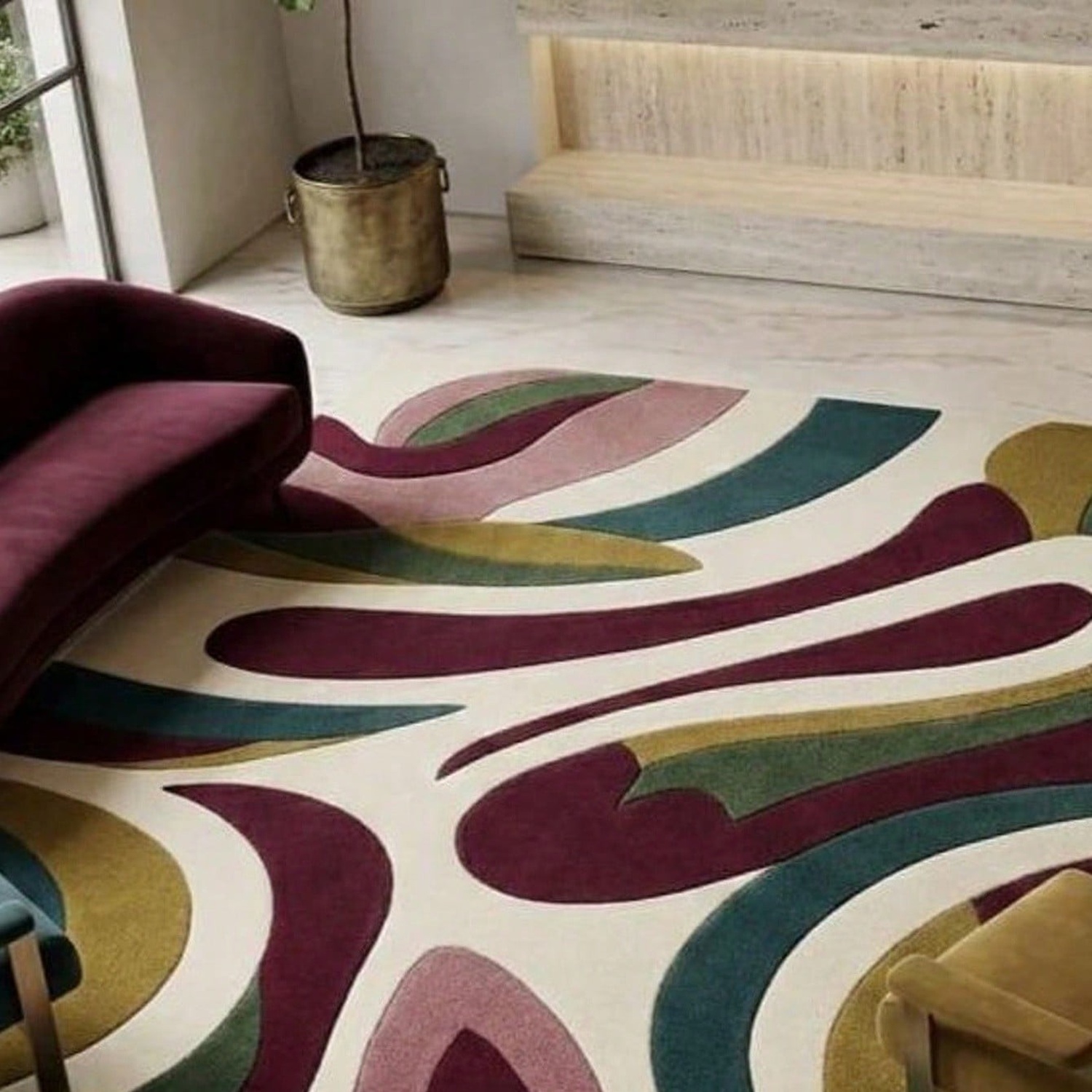 Abstract Pattern Carpet, Mid-C - Century Textile & Sewing Supply Hours review and price